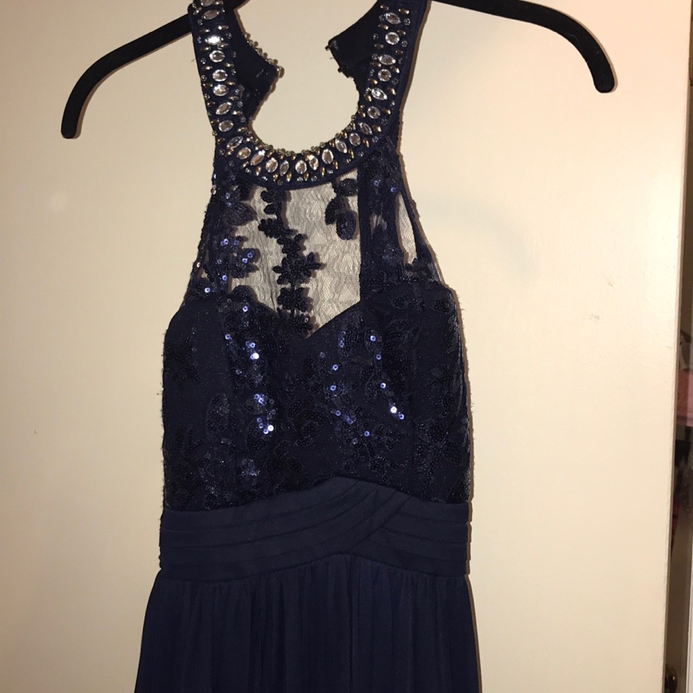 Navy Blue Cocktail Dress Halter Top